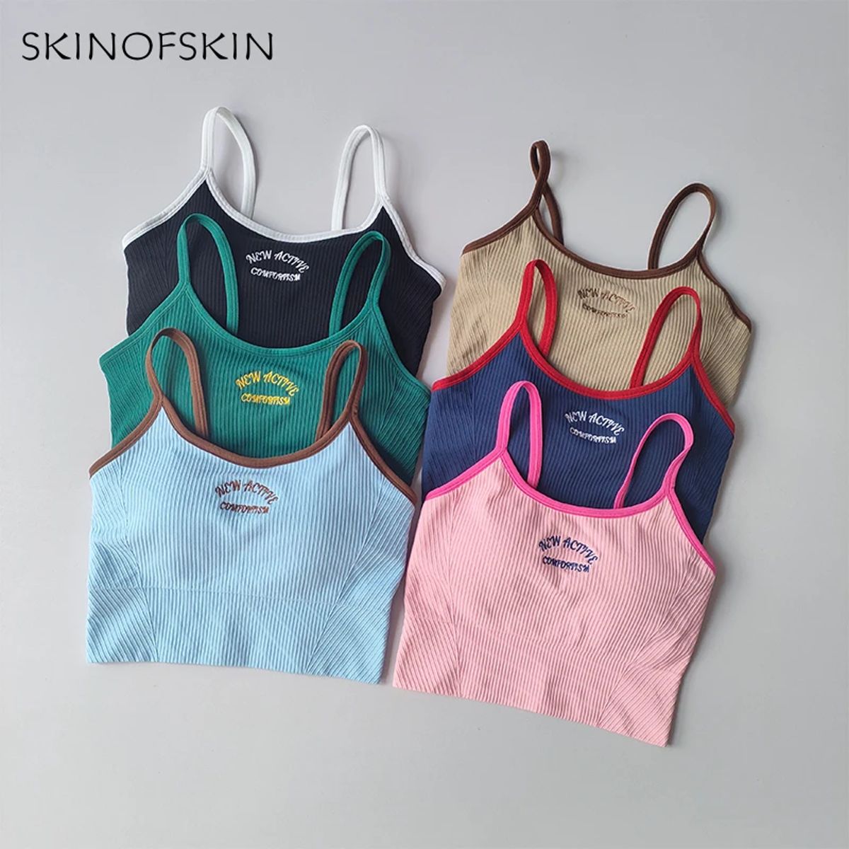 Color Block Sports Bra with Fixed Straps and Support