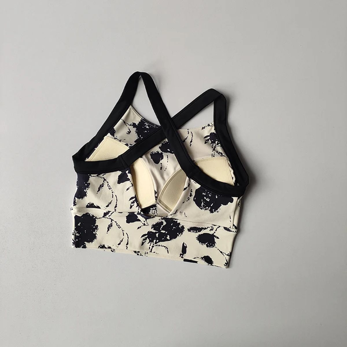 High-End Printed One-Piece Sports Bra with Wide Straps