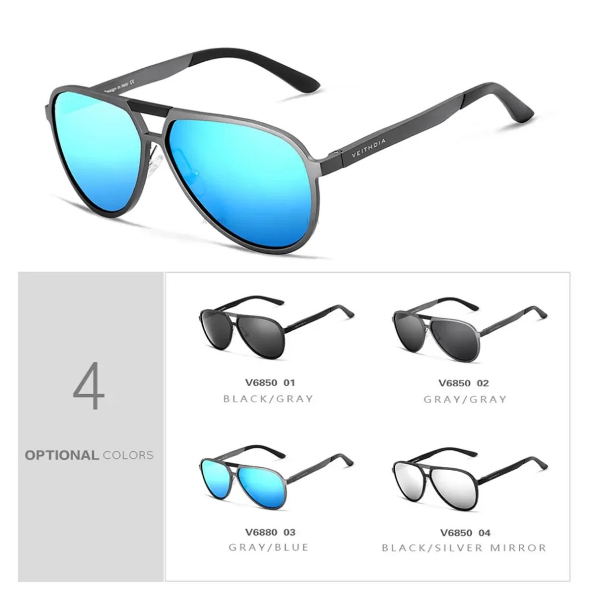Veithdia - Men's Aviator Sunglasses 3