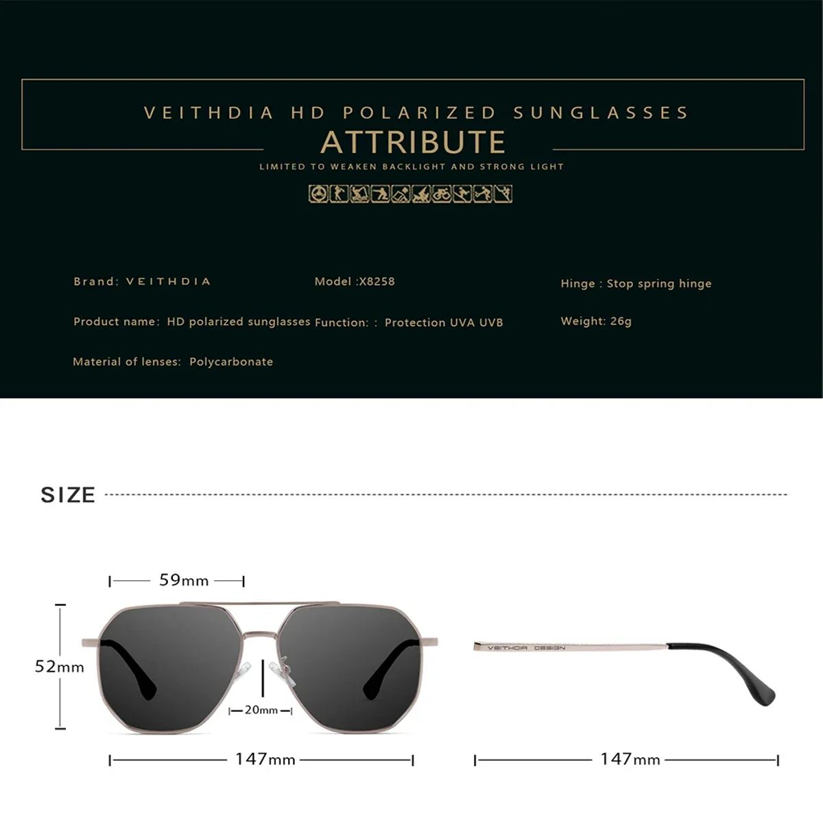 Veithdia - Men's Aviator Sunglasses 5