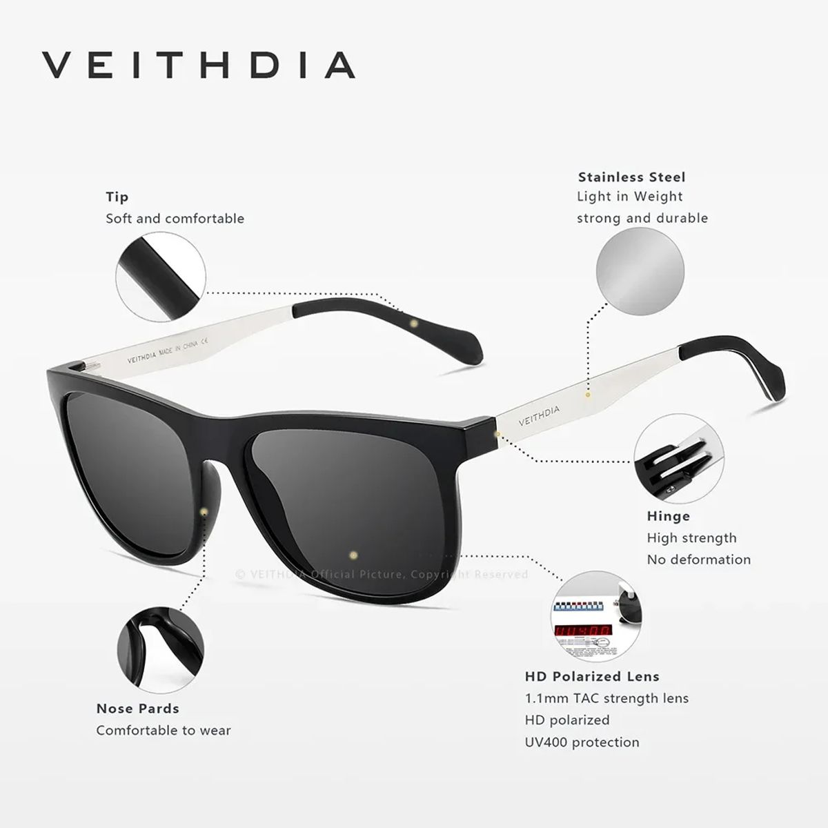 Veithdia - Men's Aviator Sunglasses 3