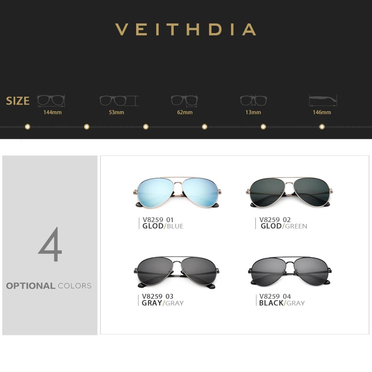 Veithdia - Men's Aviator Sunglasses 5