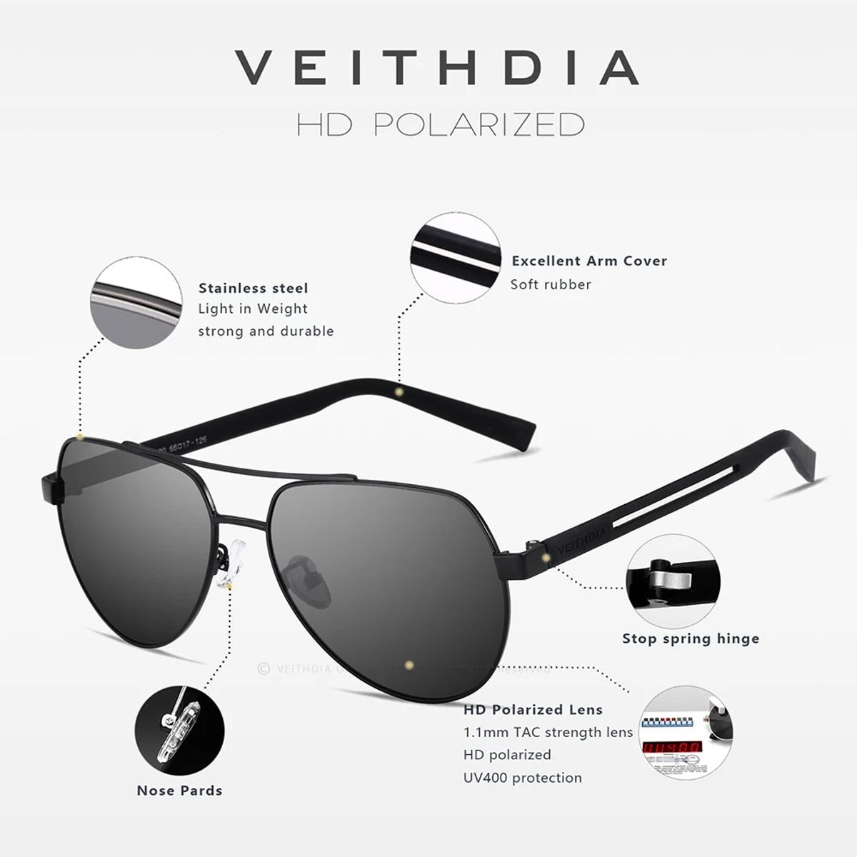 Veithdia - Men's Aviator Sunglasses 2