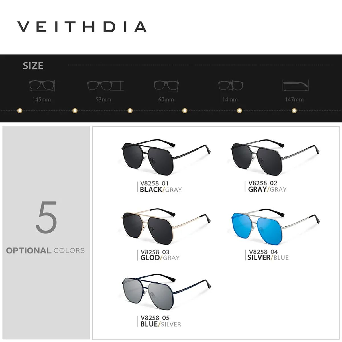 Veithdia - Men's Aviator Sunglasses 5
