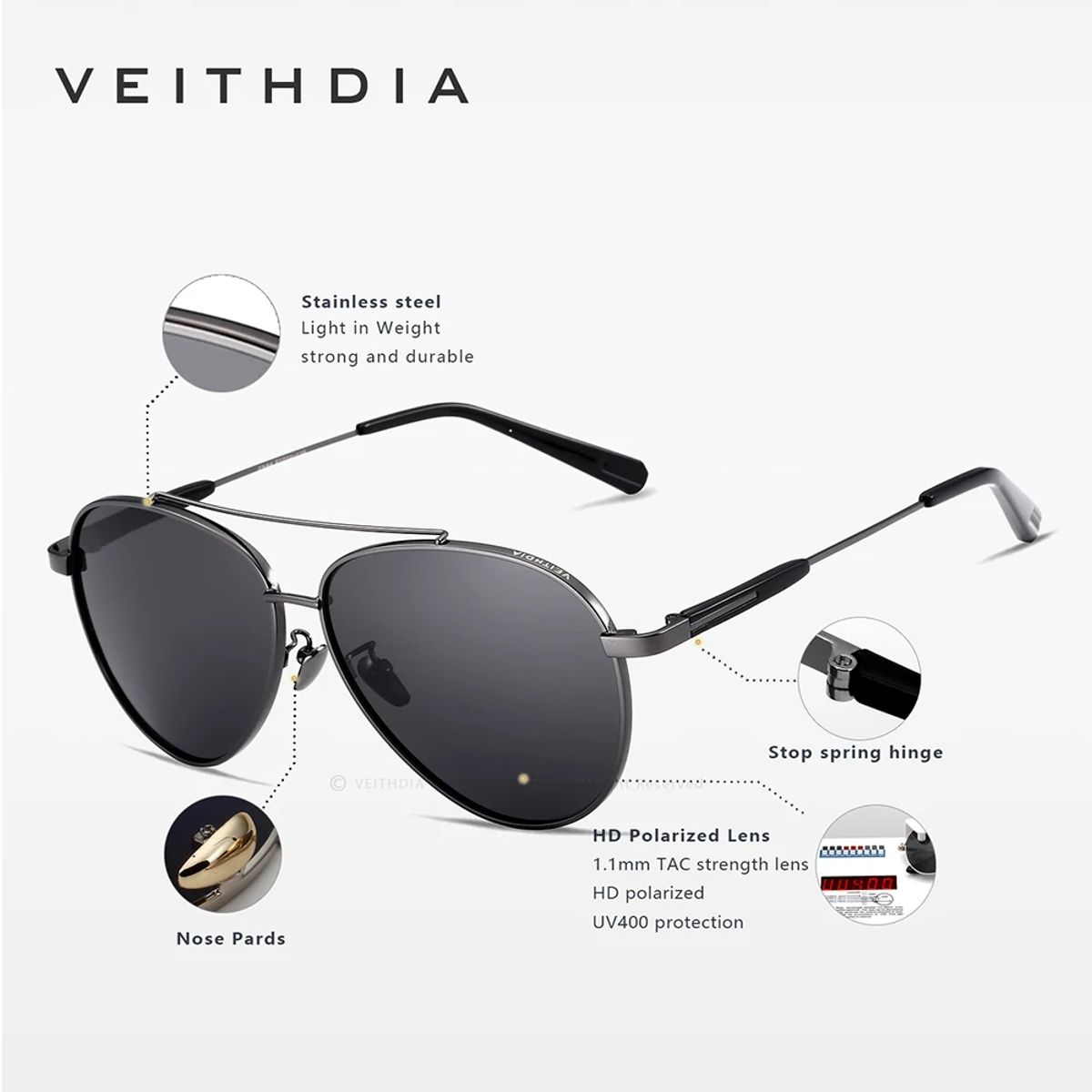Veithdia - Men's Aviator Sunglasses 3