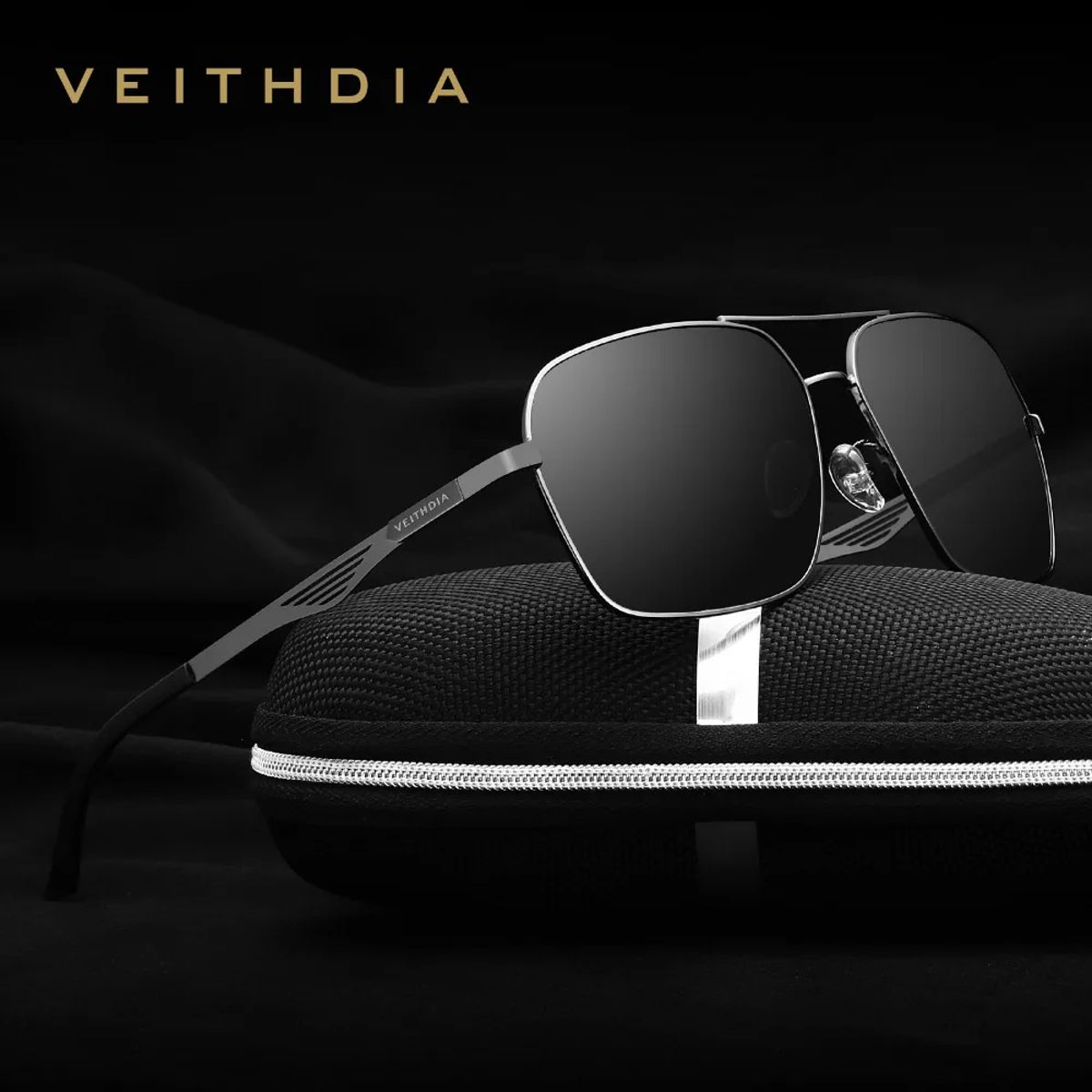 Men's Polarized UV400 Square Sunglasses for Outdoor Driving Veithdia - Men's Aviator Sunglasses 1