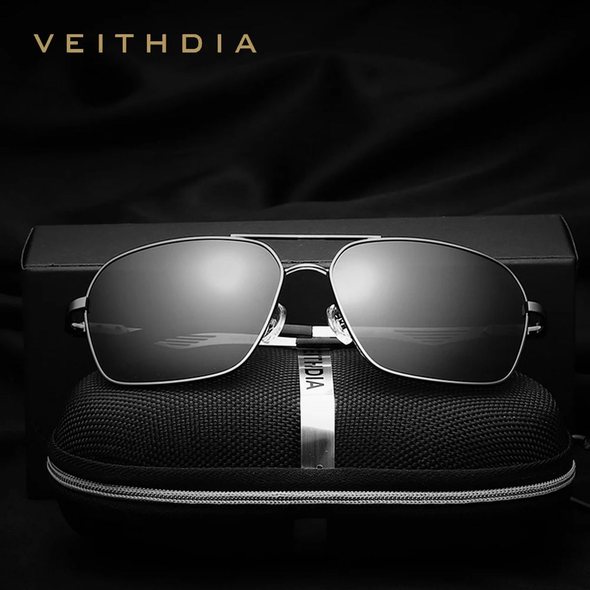 Men's Polarized UV400 Square Sunglasses for Outdoor Driving Veithdia - Men's Aviator Sunglasses 2