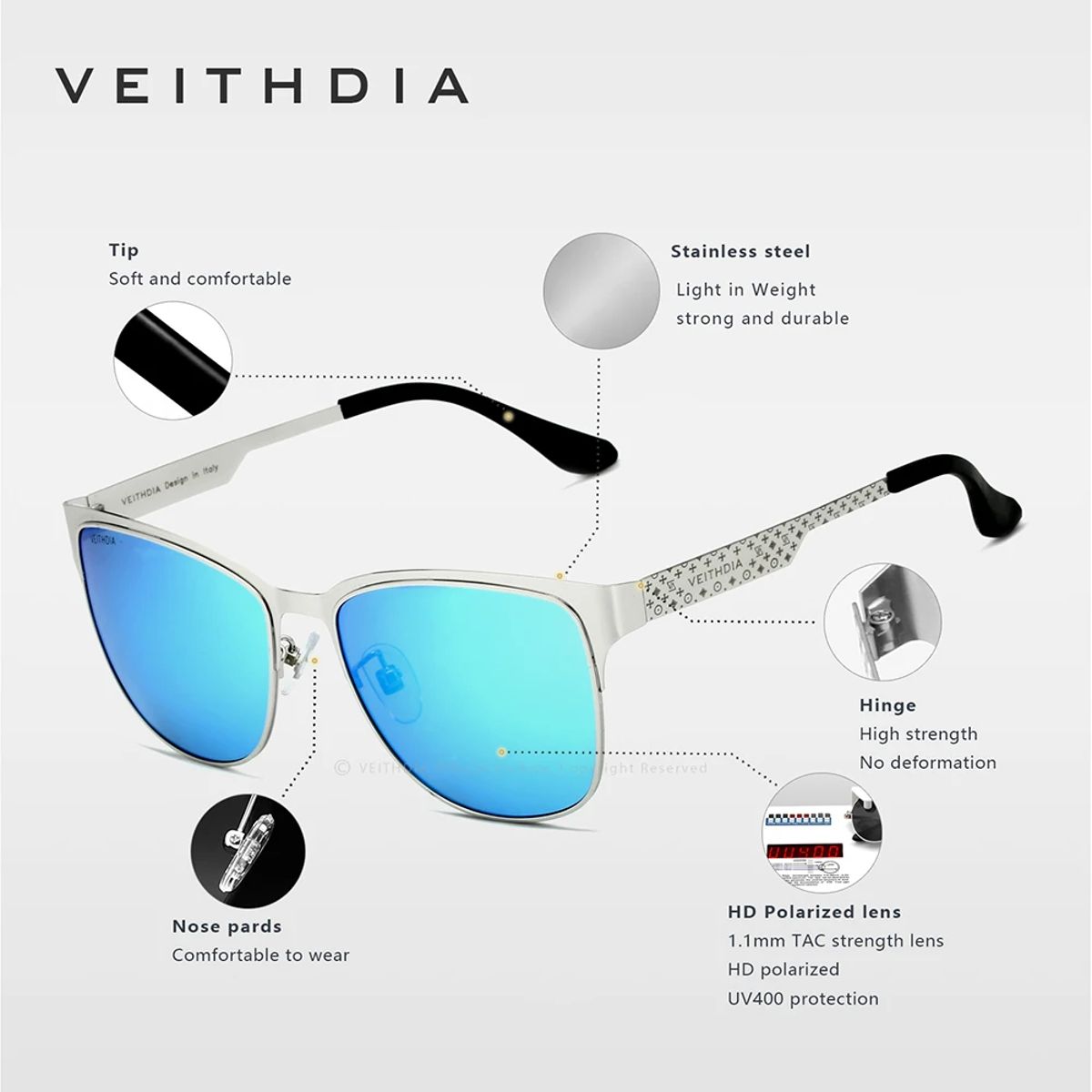 Veithdia - Men's Aviator Sunglasses 3