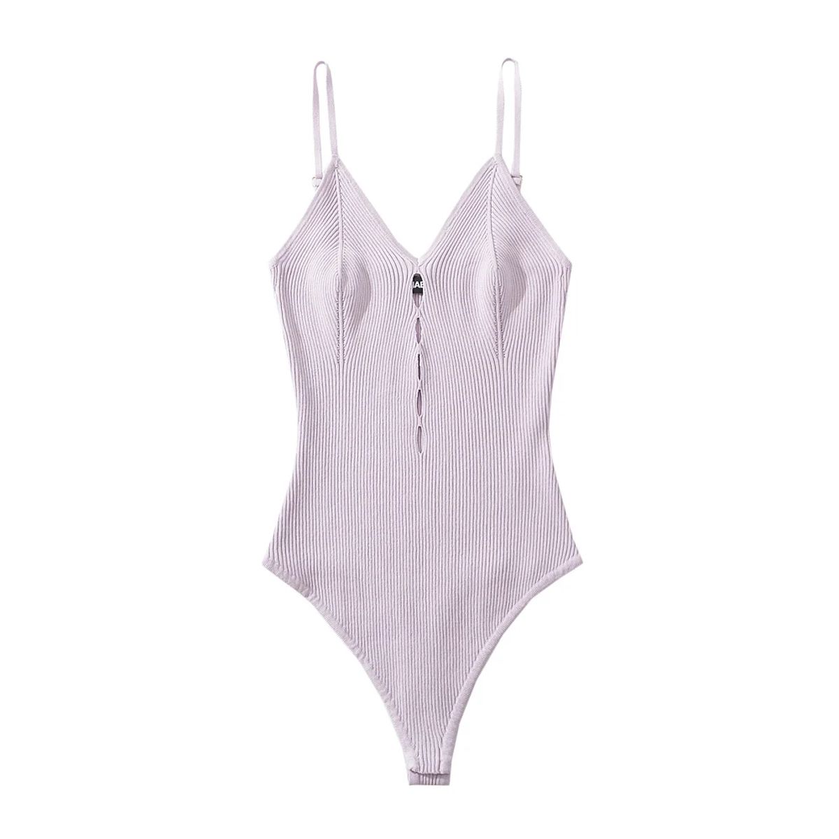 Backless Knit Bodysuit with Cut-Out Detail and Slim Fit Bruscrest - Women's Babydolls & Bodysuits