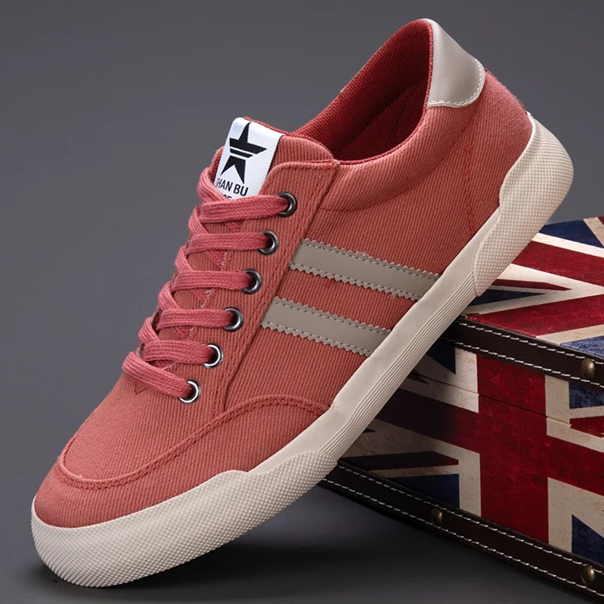 Men’s Low-Top Vintage Canvas Sneakers with Vulcanized Sole