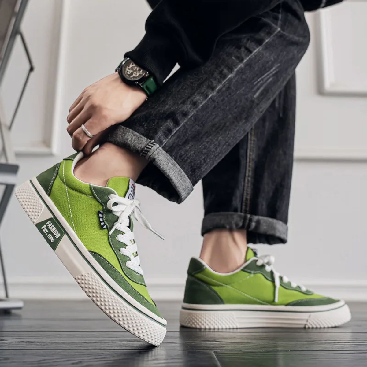 Men’s Harajuku Canvas Vulcanized Sneakers for Spring Summer