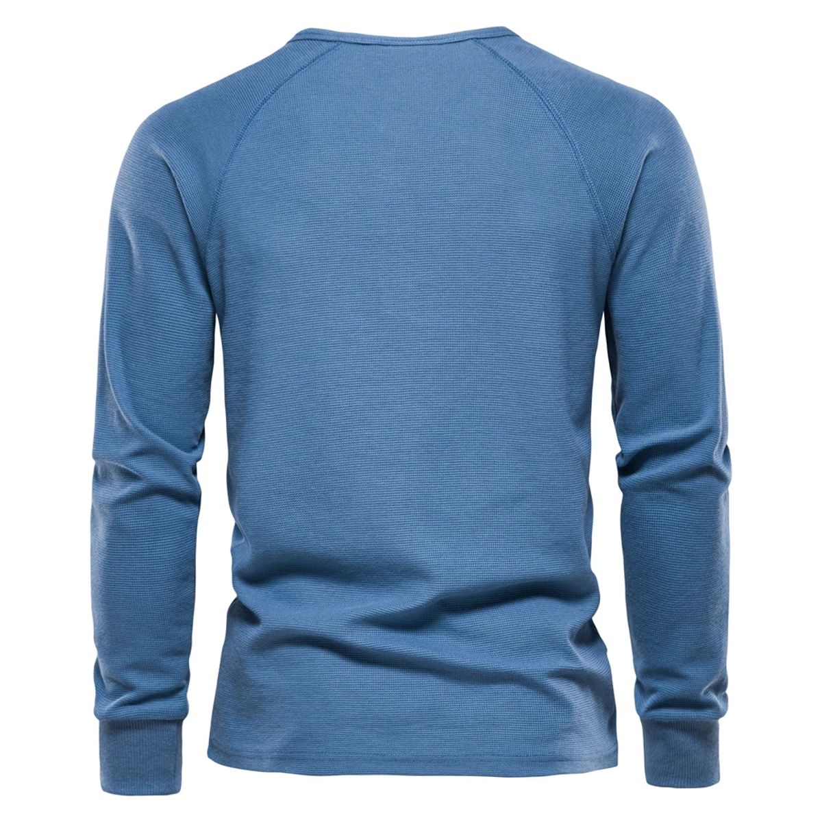 Men’s Waffle Knit Henley Long Sleeve T-Shirt for Casual Wear