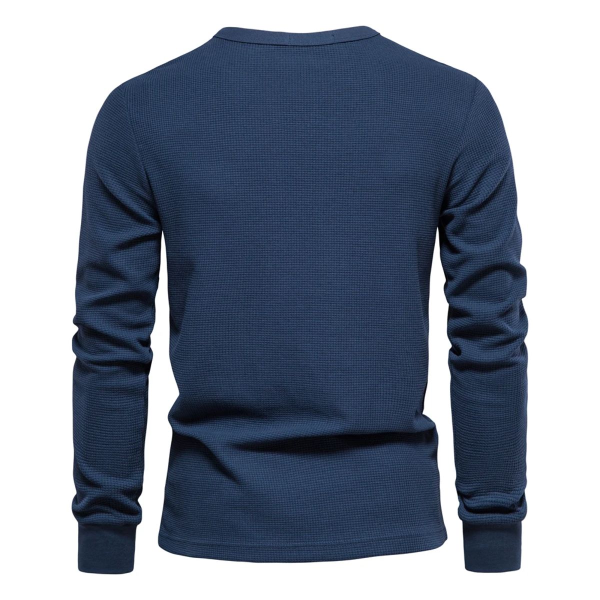 Men’s Waffle Knit Long Sleeve T-Shirt with Chest Pocket