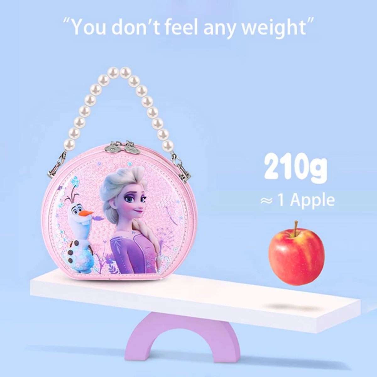 Glowing Cartoon Pearl Shoulder Bag with Quicksand Elsa Design