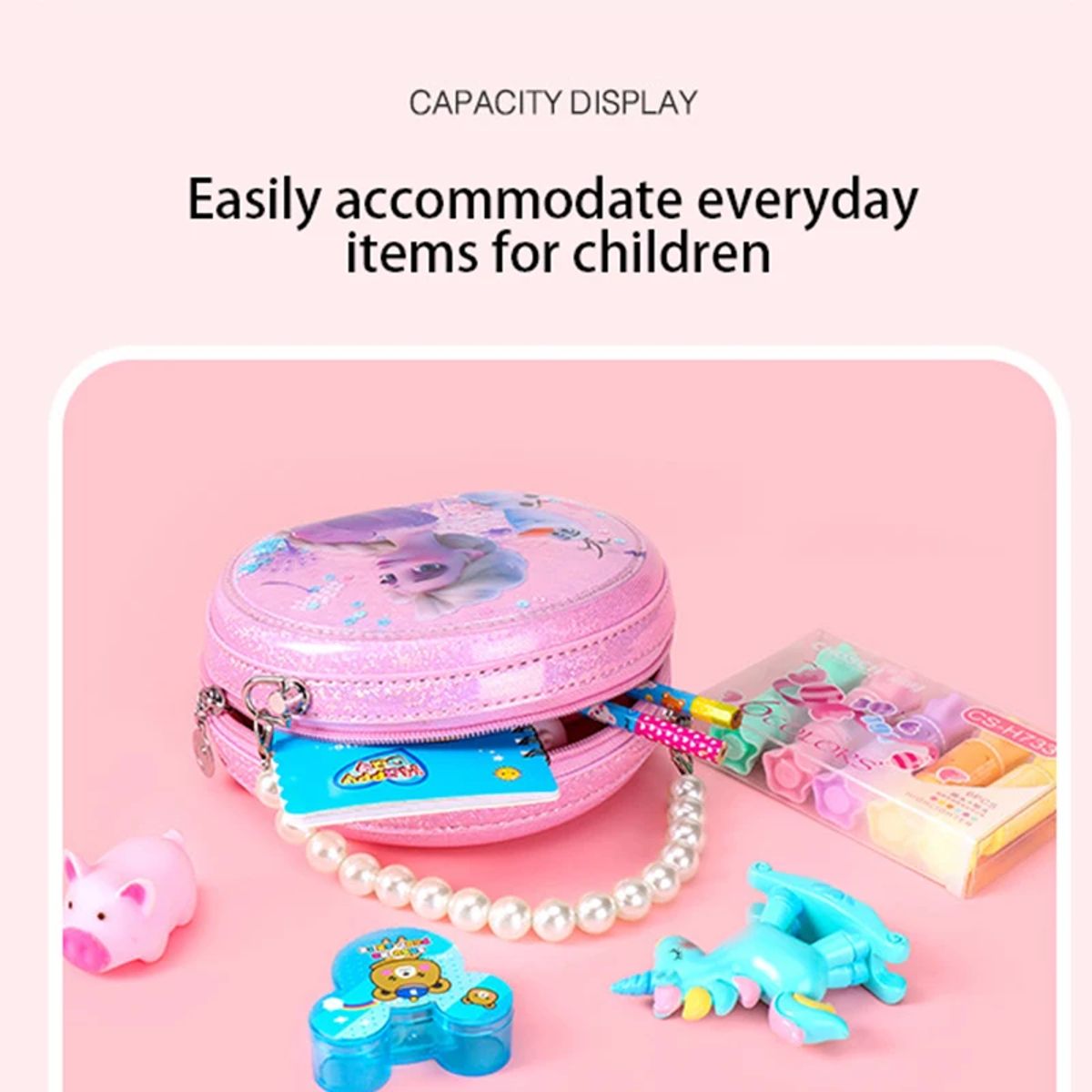 Glowing Cartoon Pearl Shoulder Bag with Quicksand Elsa Design