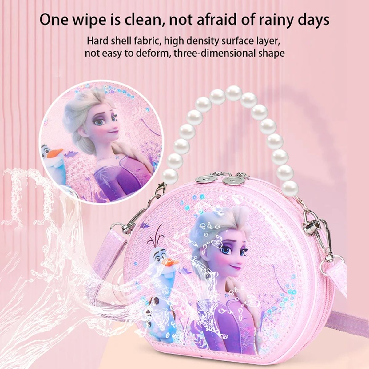 Glowing Cartoon Pearl Shoulder Bag with Quicksand Elsa Design