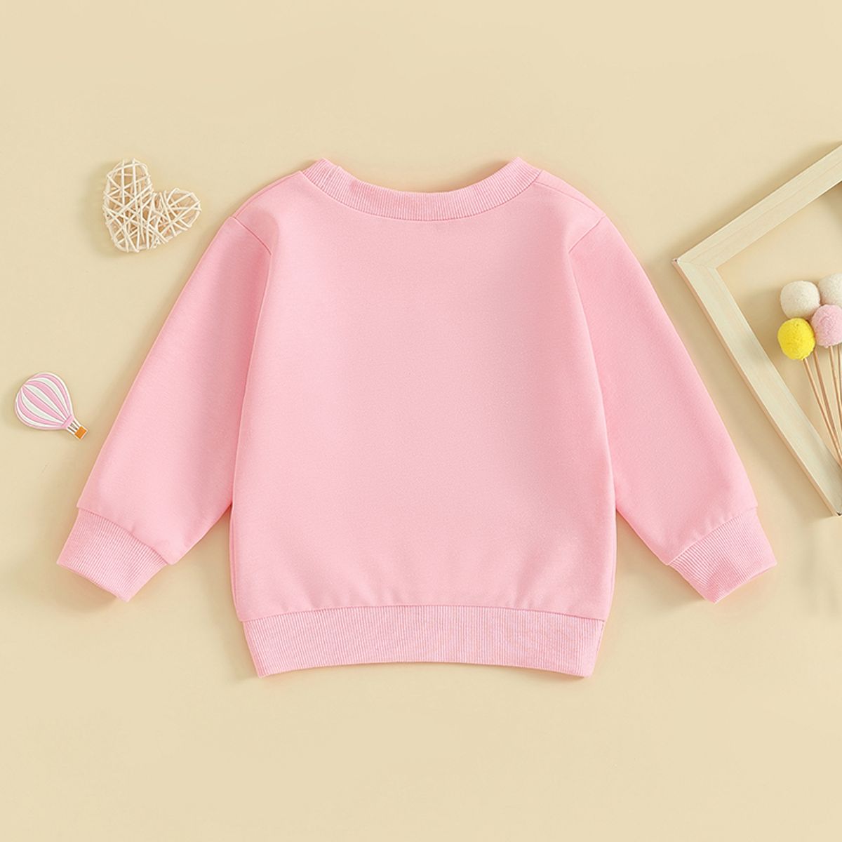 Long Sleeve Pullover Tee for Baby Girls with Letter Embroidery Long Sleeve Pullover Tee for Baby Girls with Letter Embroidery