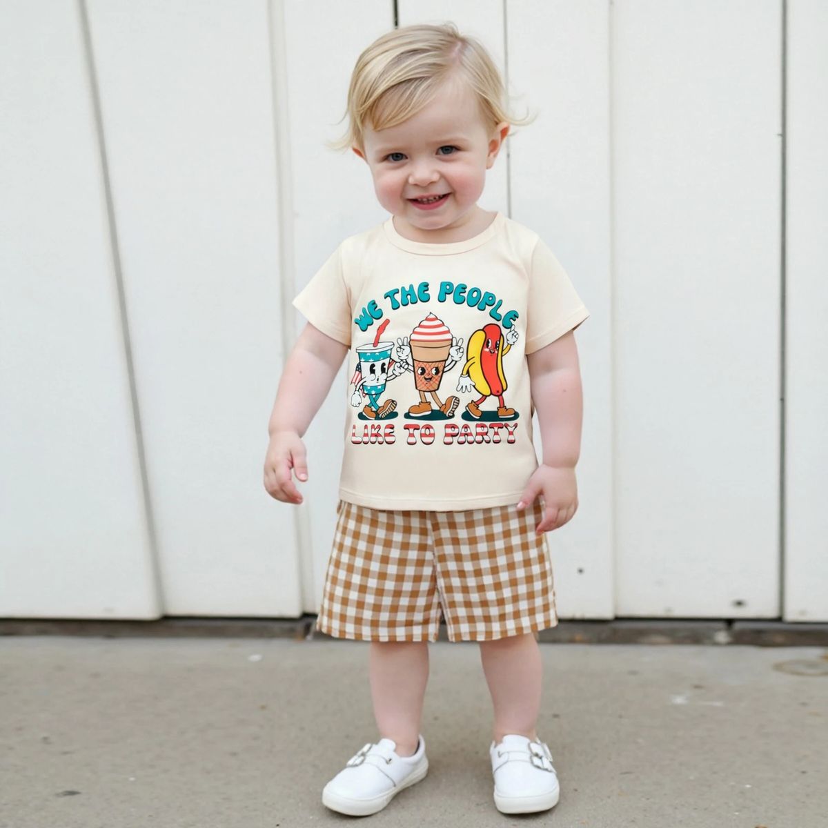 Kids Graphic Tee with Ice Cream and Hot Dog Print