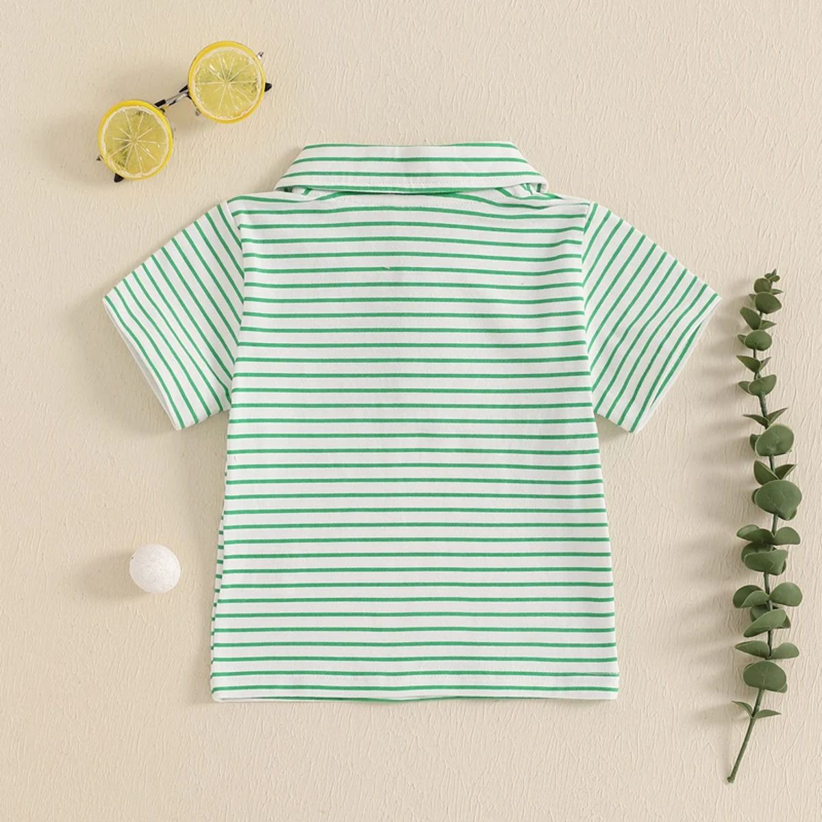 Toddler Boys Striped Golf Tee with Embroidered Detail
