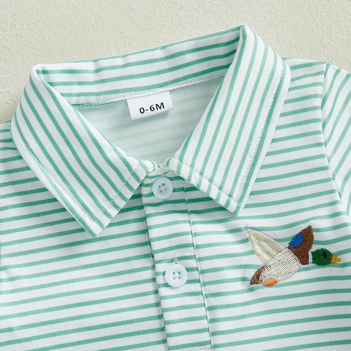 Striped Duck Embroidery Polo T-Shirt for Toddlers