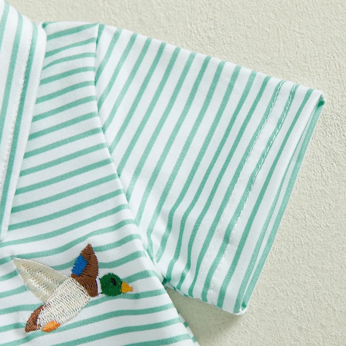 Striped Duck Embroidery Polo T-Shirt for Toddlers