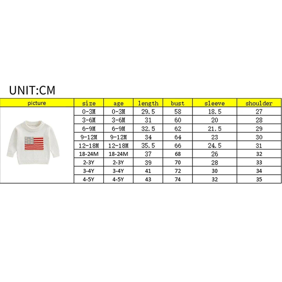 Girls Flag Embroidered Knit Sweater for Independence Day