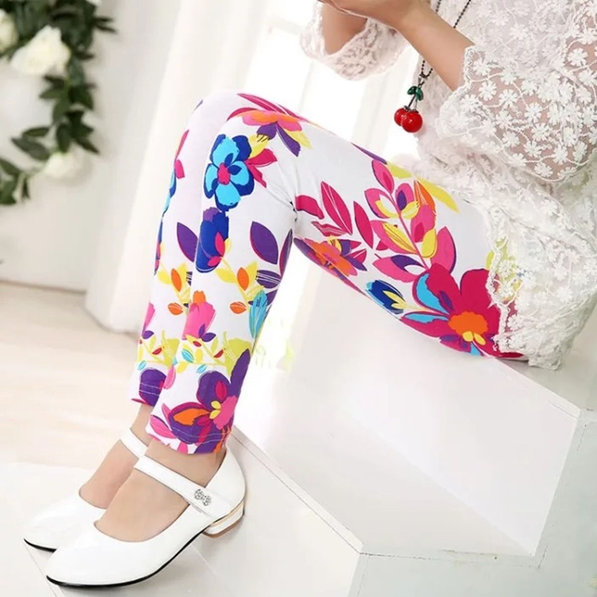 Floral Print Toddler & Girls Stretchy Leggings for Spring Wear Sheecute - Kids's Leggings 4