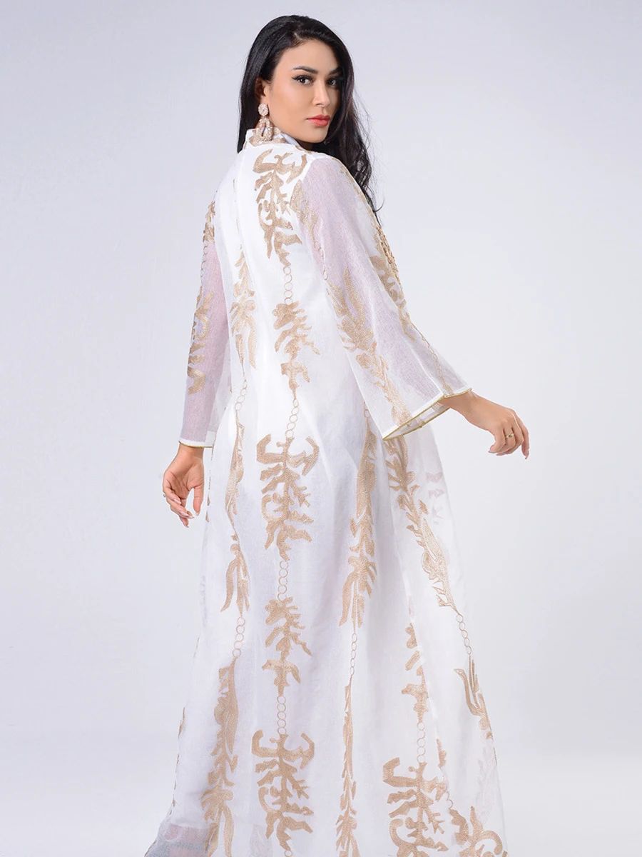 Elegant Sequin Embroidered Abaya Kaftan with Floral Design Siskakia - Women's Kaftans 2