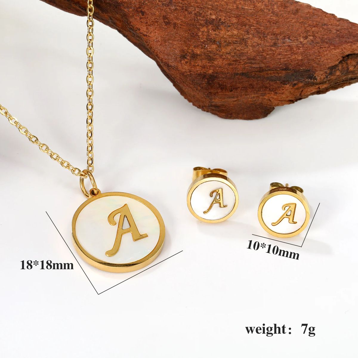 Alphabet Letter Pendant Necklace and Earrings Jewelry Set Luxukisskids - Women's Sets 1