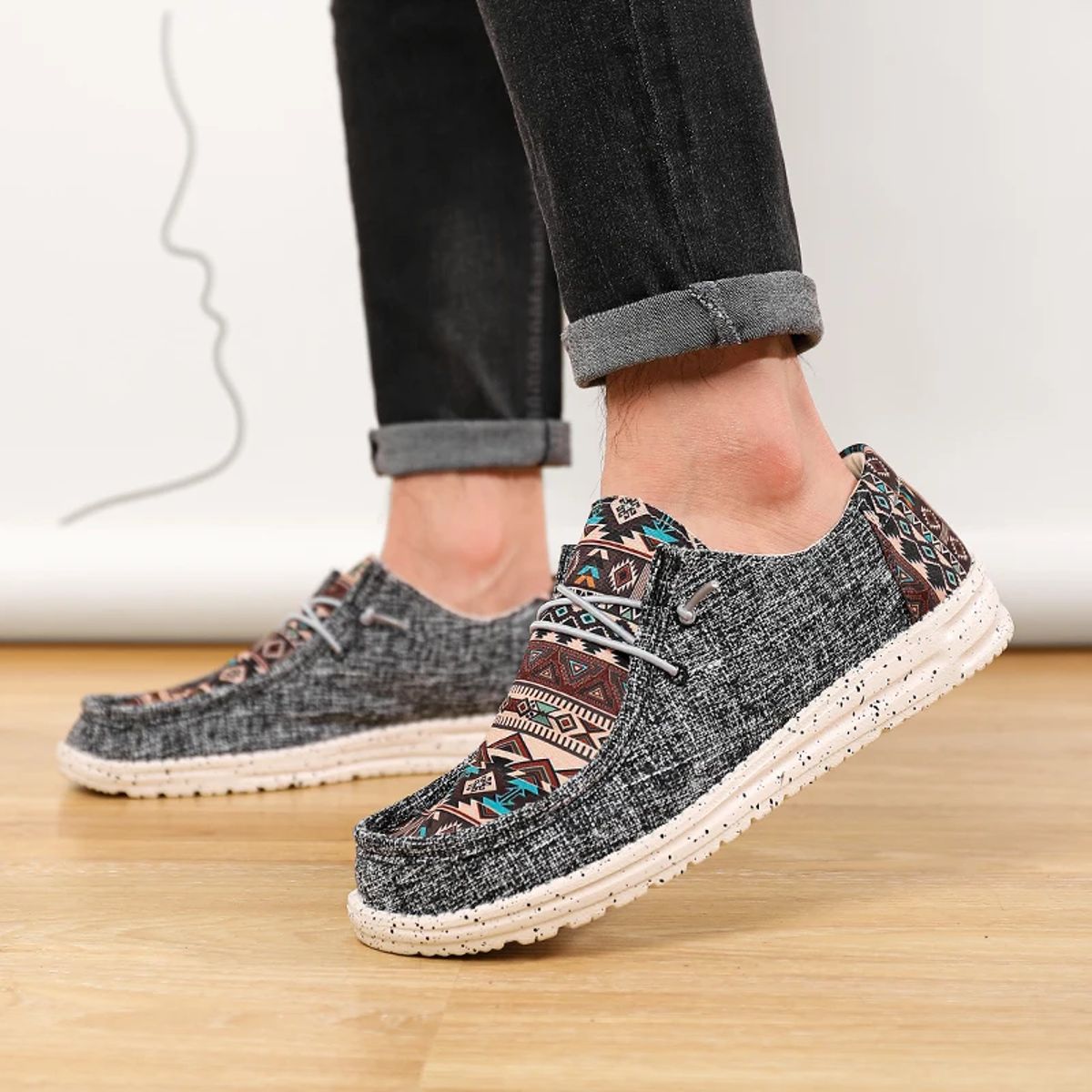 Men’s Lightweight Canvas Loafers Breathable Slip-On Walking Shoes Men’s Lightweight Canvas Loafers Breathable Slip-On Walking Shoes