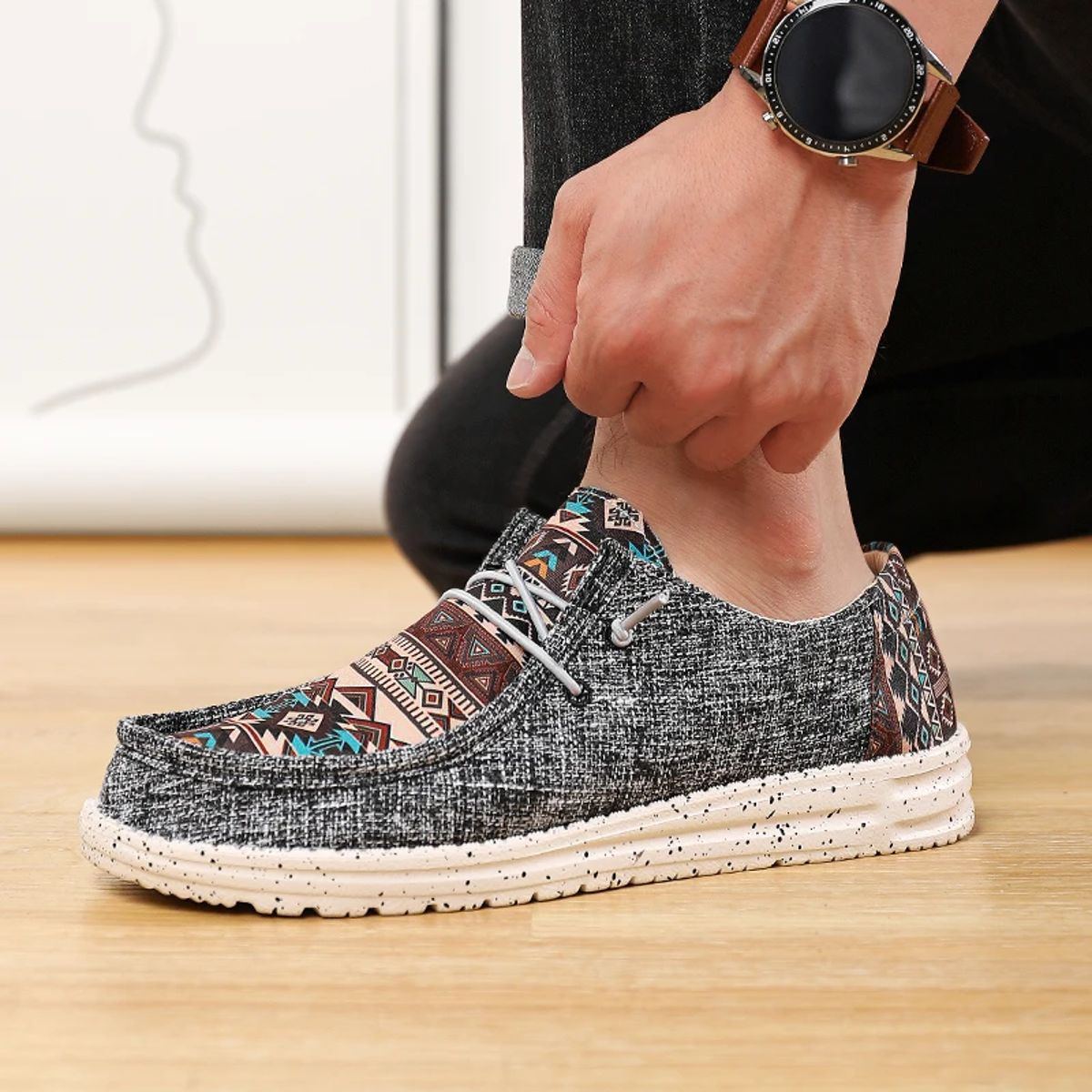 Men’s Lightweight Canvas Loafers Breathable Slip-On Walking Shoes Men’s Lightweight Canvas Loafers Breathable Slip-On Walking Shoes