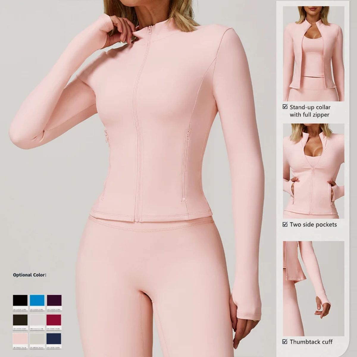 Slim Fit Zip-Up Jacket for Yoga and Running Workouts