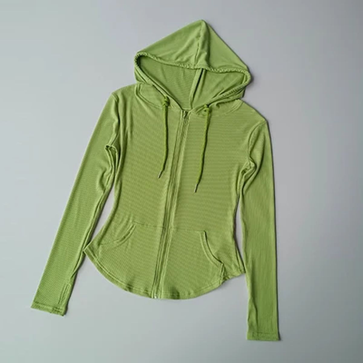 Slim Fit Hooded Jacket with Drawstring for Running Workouts
