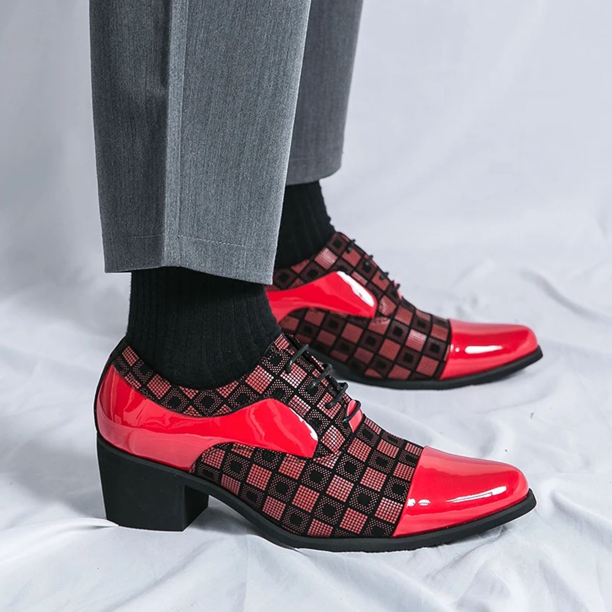 Men’s Pointed Toe Leather Oxfords Formal High Heel Shoes Men’s Pointed Toe Leather Oxfords Formal High Heel Shoes