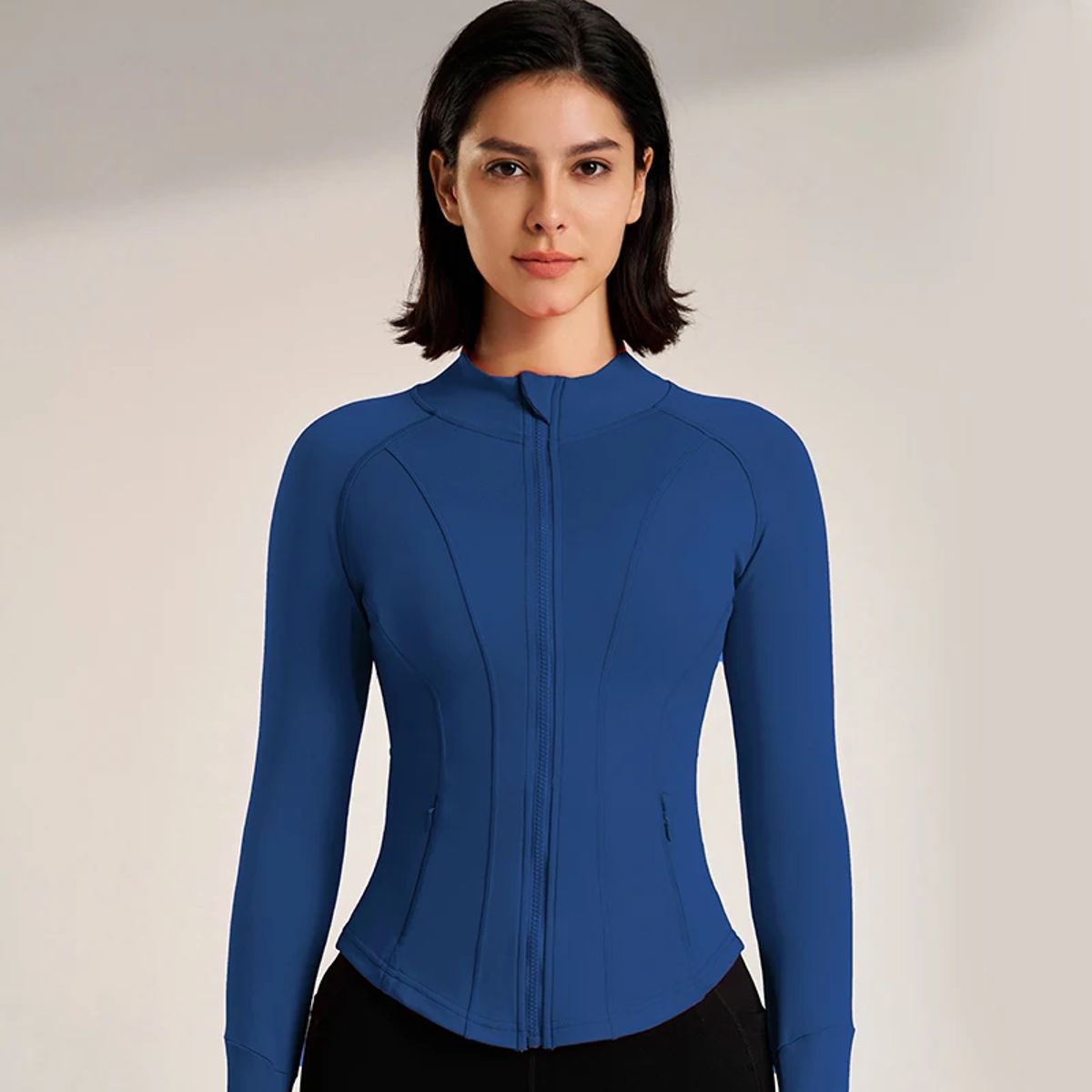 Slim Fit Zippered Yoga Jacket with Thumbholes for Women Slim Fit Zippered Yoga Jacket with Thumbholes for Women