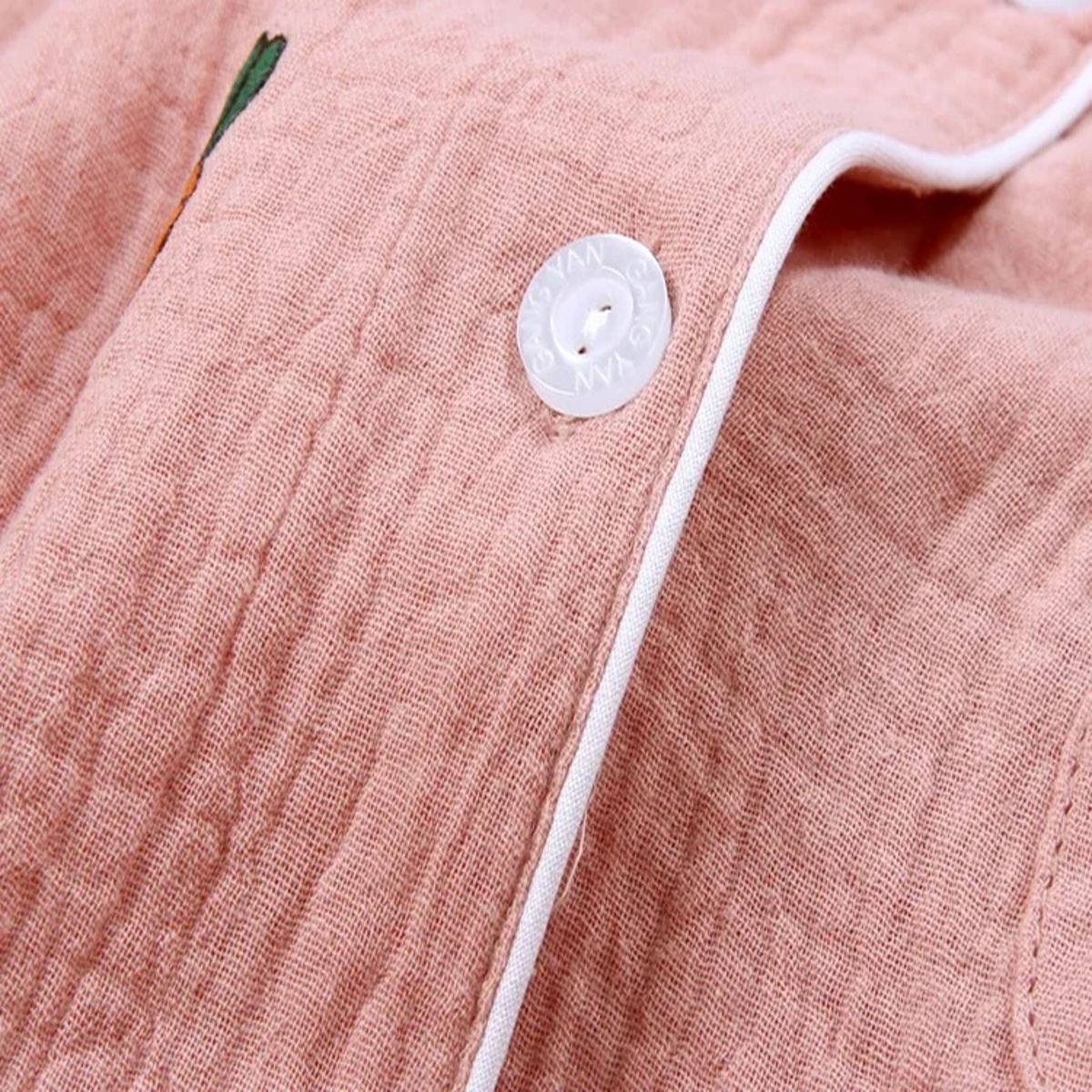 Cotton Crepe Long Sleeve Carrot Print Homewear Sleep Set Cotton Crepe Long Sleeve Carrot Print Homewear Sleep Set