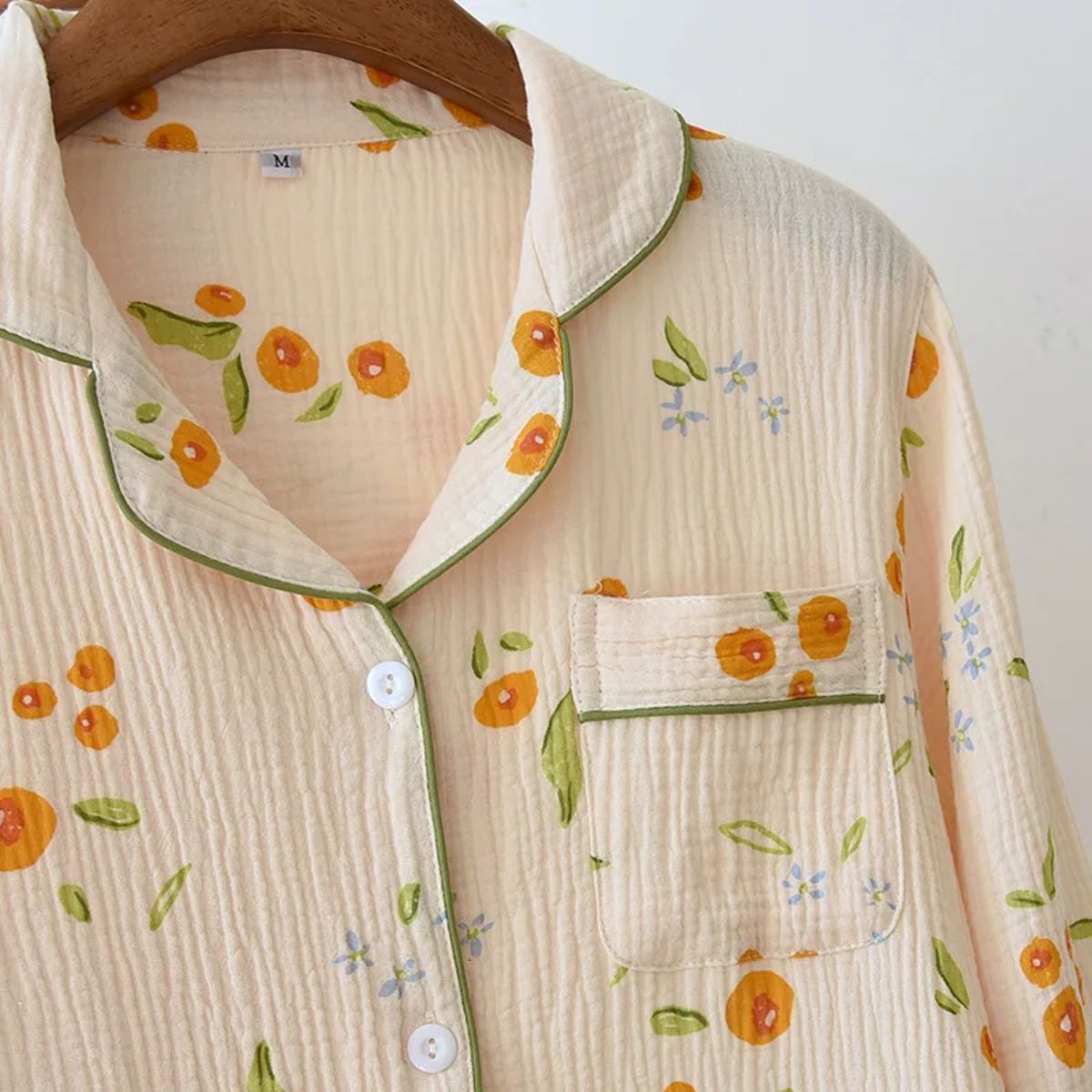 Soft Cotton Floral Loungewear Set with Long Sleeves