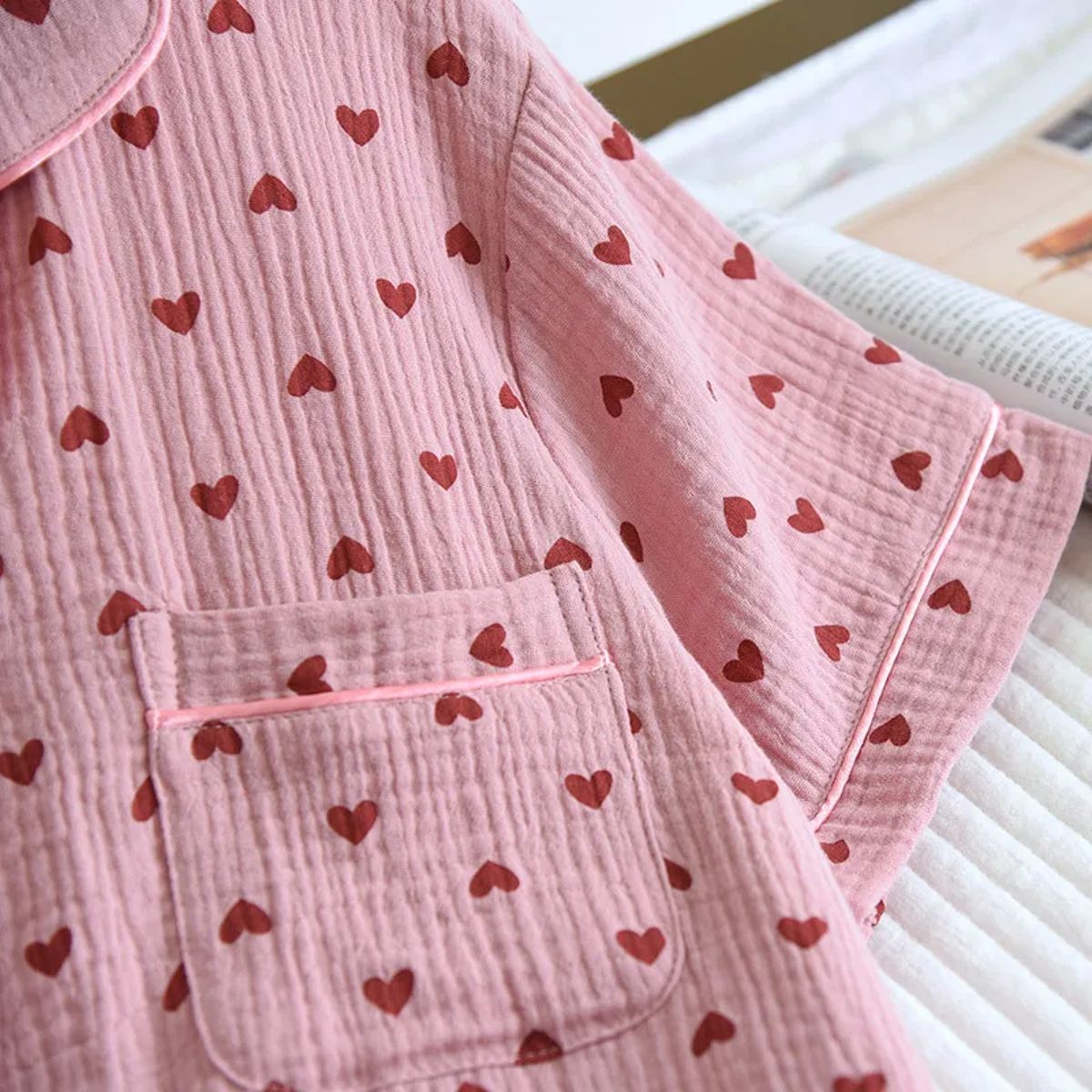 Cotton Crepe Two-Piece Love Print Loungewear for Summer Cotton Crepe Two-Piece Love Print Loungewear for Summer