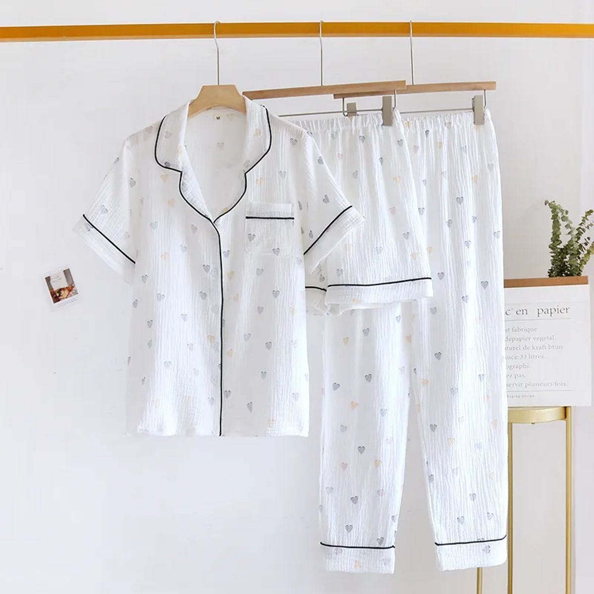 Light Cotton Three-Piece Loungewear Set for Home Comfort