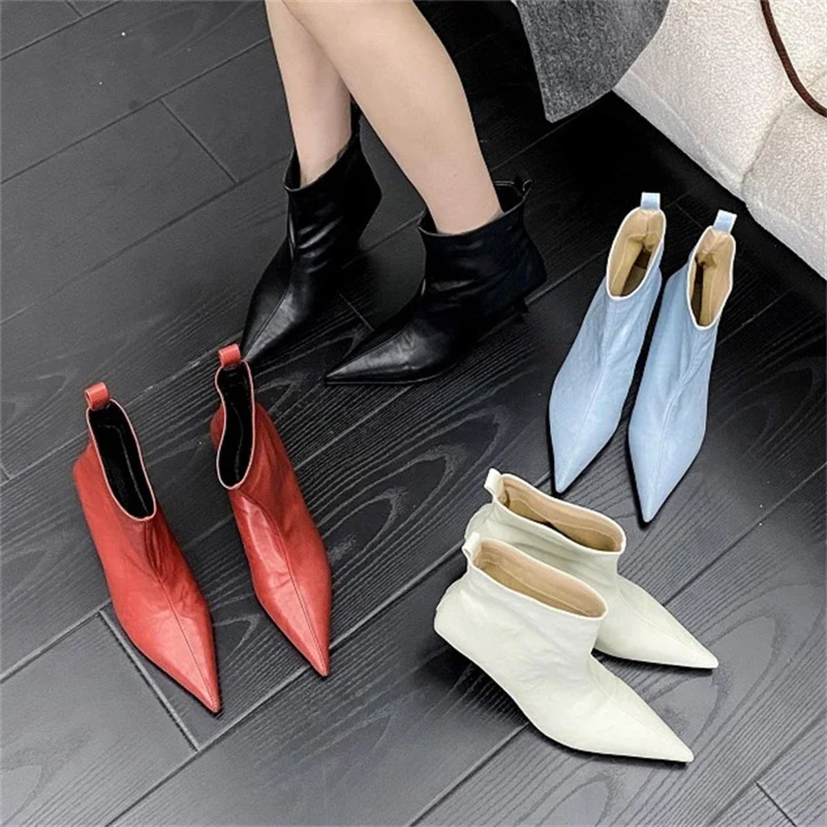 Pointed Toe Slip-On Ankle Boots for Women Party Wear Eilyken - Women's Ankle Boots 3