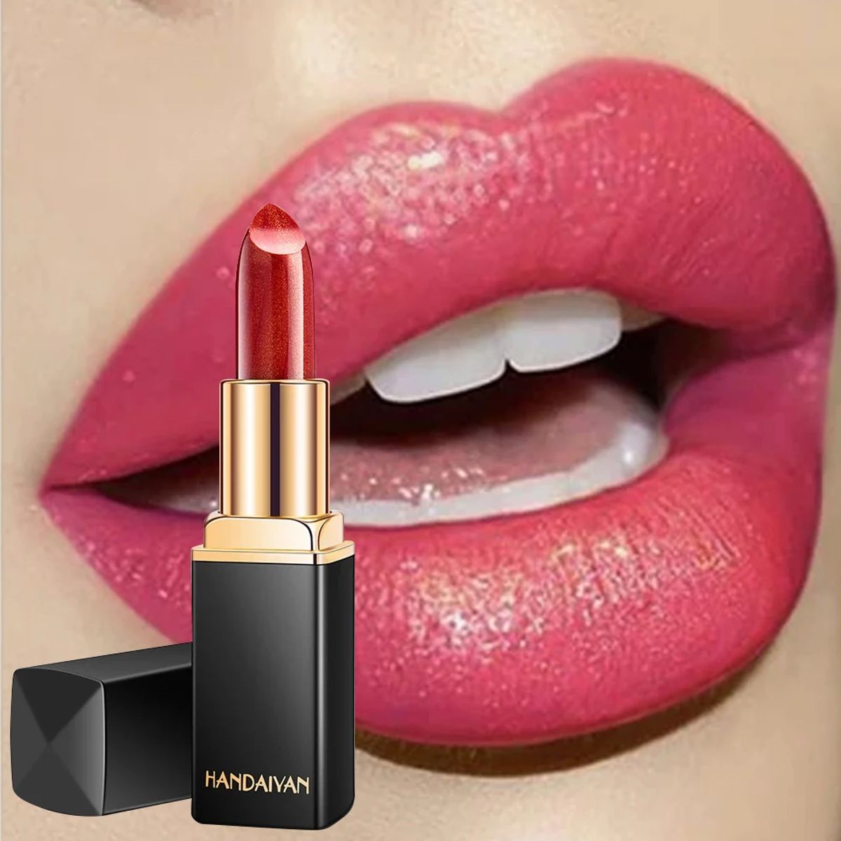 Pearl Moisturizing Lipstick with Black Tube and Gold Shine Pearl Moisturizing Lipstick with Black Tube and Gold Shine