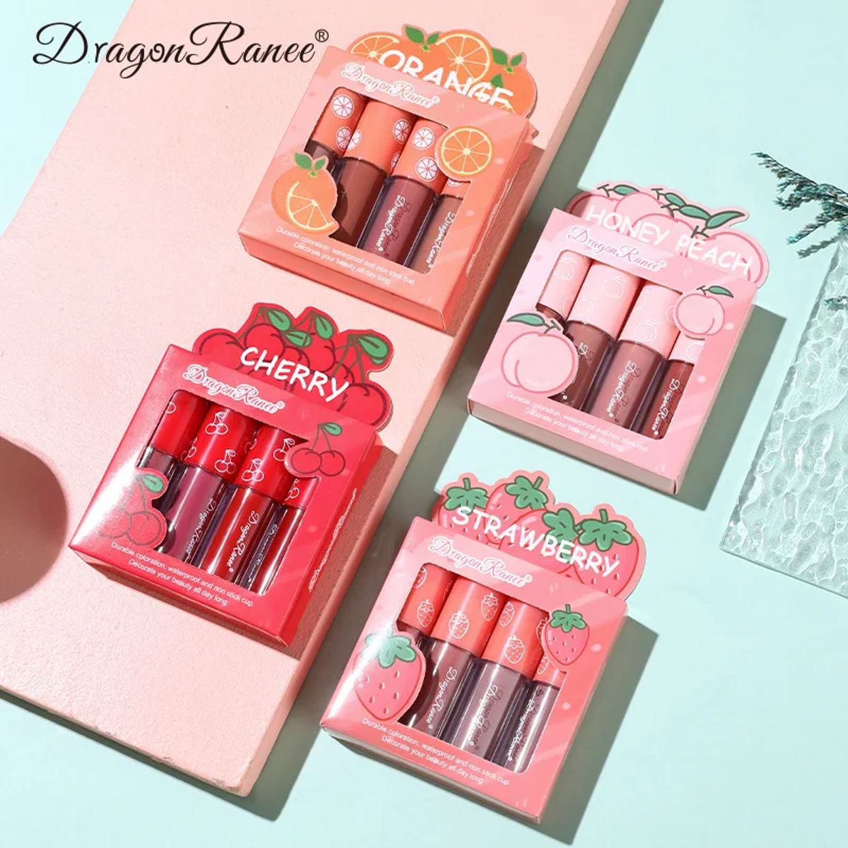 4-Piece Mini Velvet Matte Lip Gloss Set with Scent Dragon Ranee - Women's Lips 3