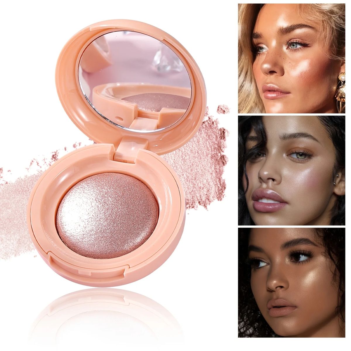High Gloss Face Highlighter Palette with Pearl Shimmer Finish Rosawee - Women's Face 1