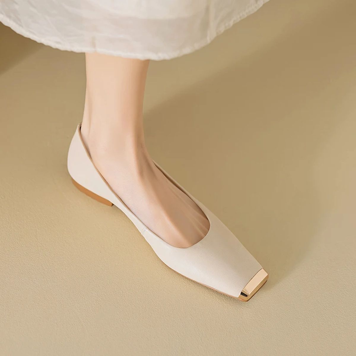 Square Toe Leather Ballerinas Flats for Office and Daily Wear Aiyuqi - Women's Ballerinas 4