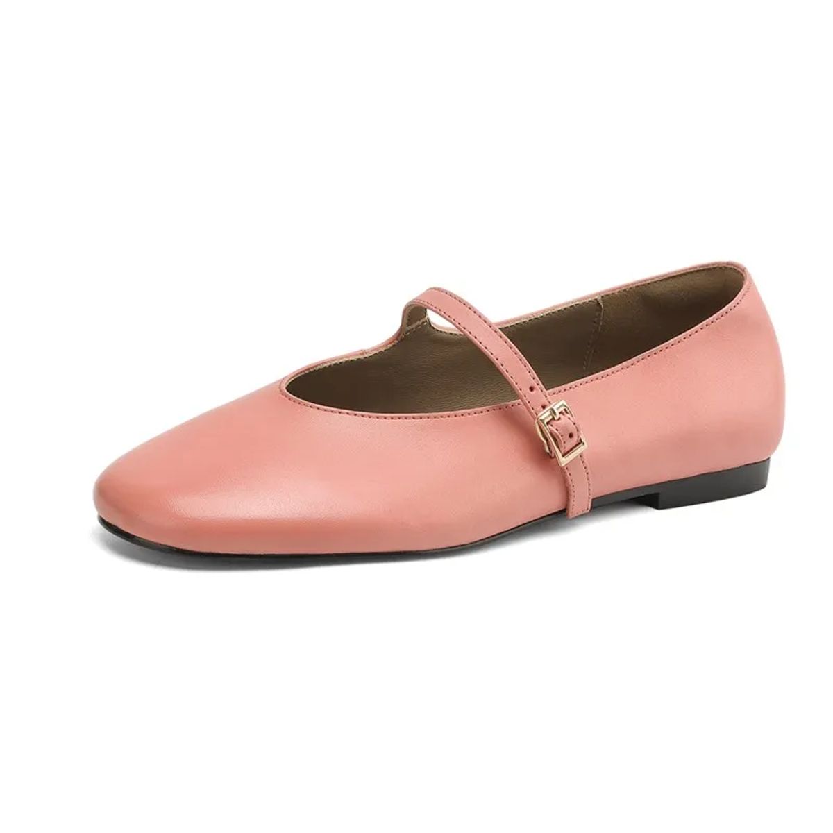 Round Toe Leather Mary Jane Flats for Work and Daily Use Aiyuqi - Women's Ballerinas