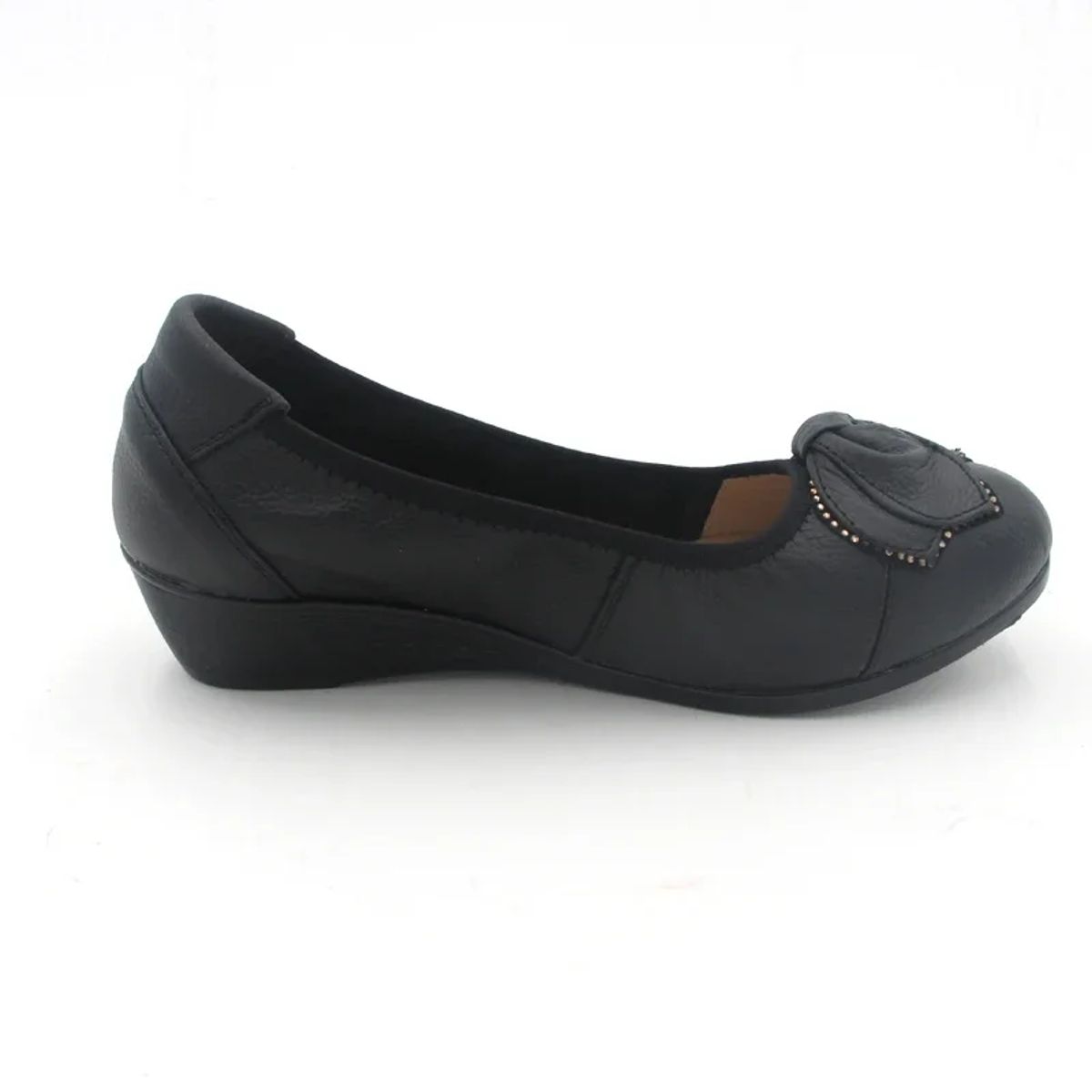 Genuine Leather Wedge Heels with Bow Slip-On Design