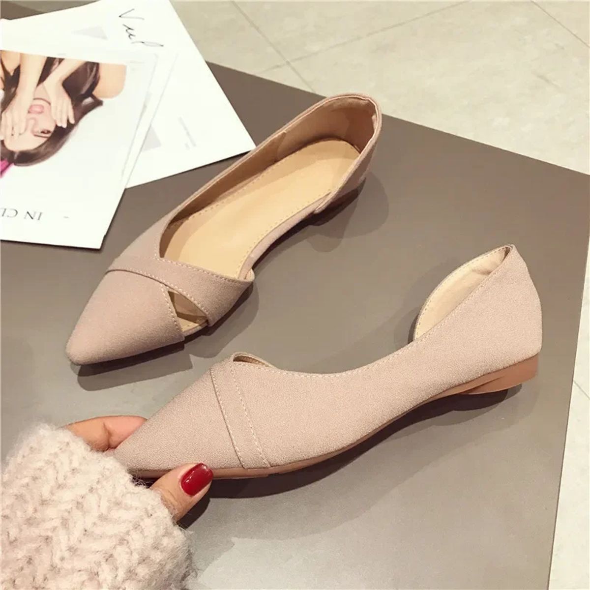 Breathable Pointed Toe Slip-On Flats for Everyday Comfort