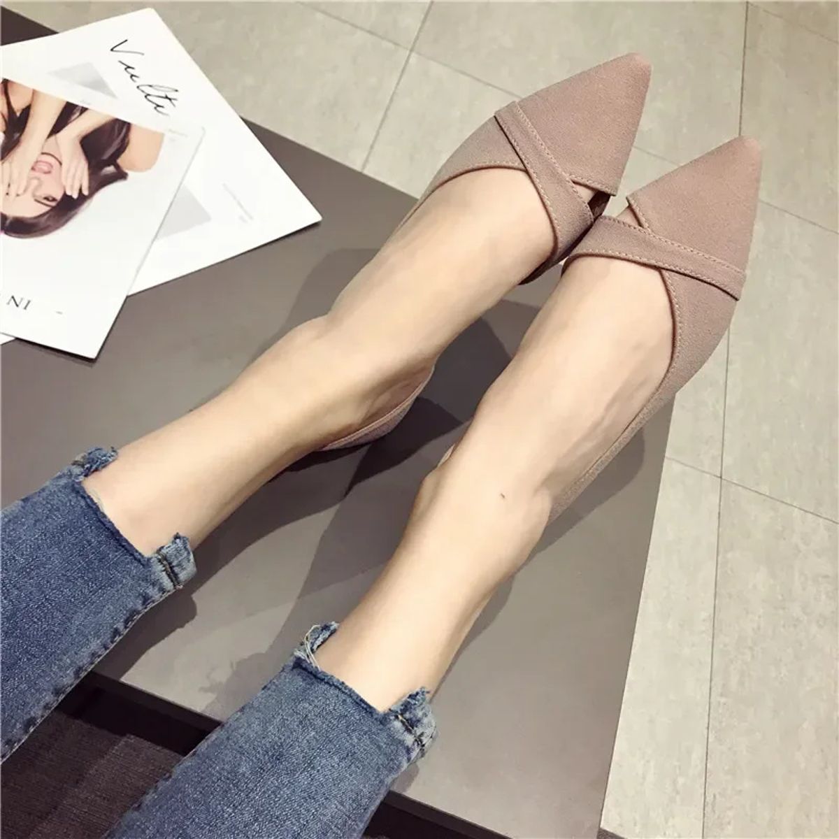 Breathable Pointed Toe Slip-On Flats for Everyday Comfort