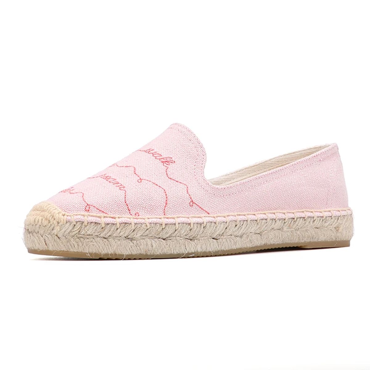 Casual Embroidered Hemp Espadrilles with Round Toe Design Dzym - Women's Espadrilles