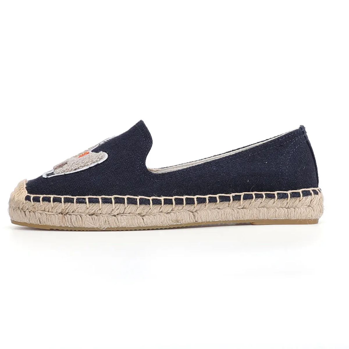 Embroidered Hemp Platform Espadrilles with Rubber Outsole